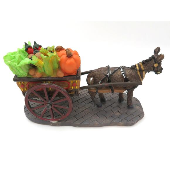 Vintage Lemax Donkey with Produce Cart Village Figurine Harvest Market Scene - Picture 12 of 12